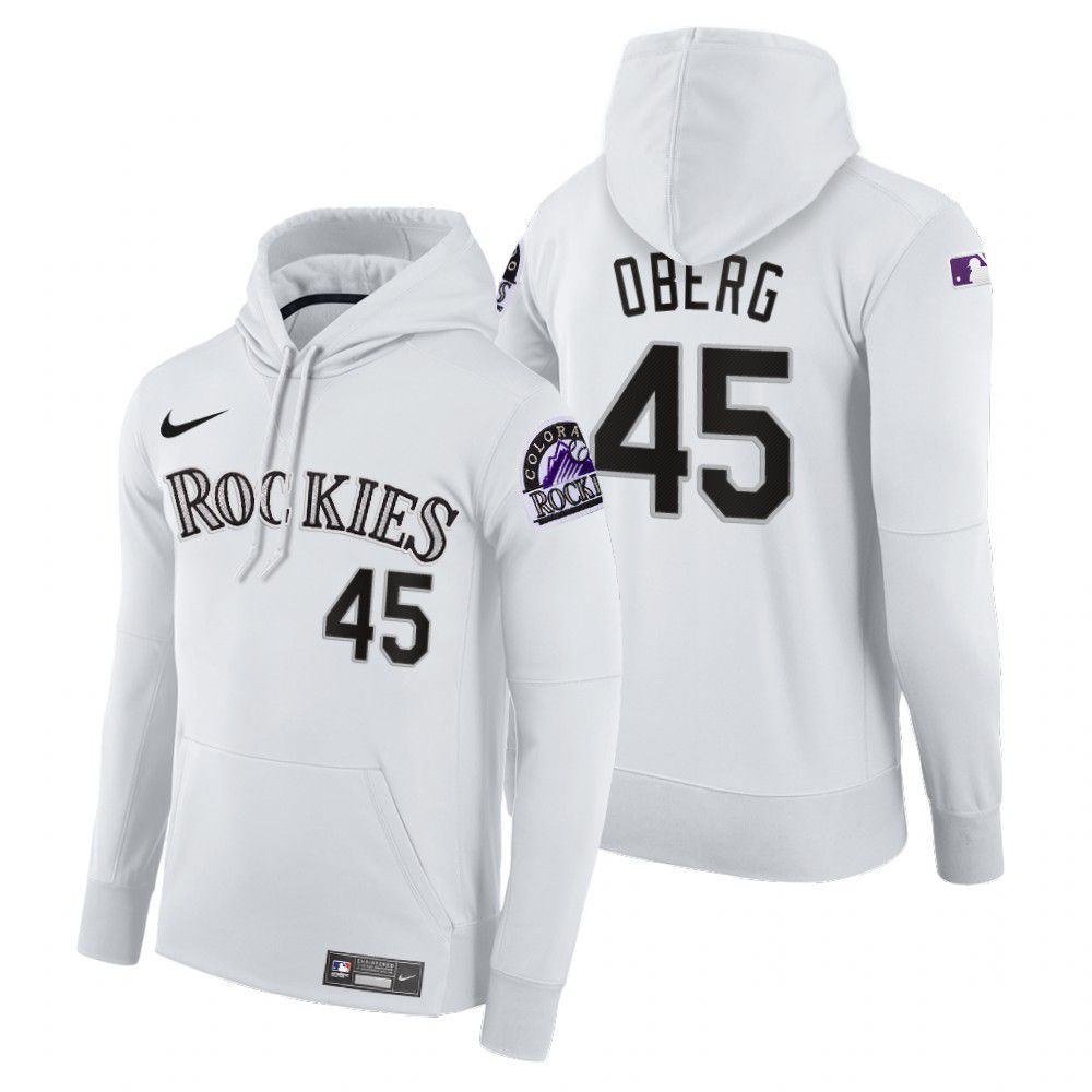 Men Colorado Rockies #45 Oberg white home hoodie 2021 MLB Nike Jerseys->colorado rockies->MLB Jersey